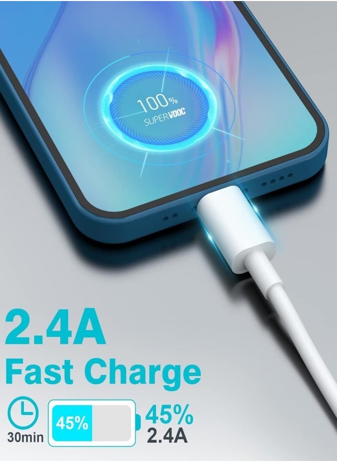 Flyview 2Pack 2M USB C Charger Cable, USB A to USB C Cable Fast Charging Compatible for iPhone 16 15, Samsung Galaxy S24 S23 S22 S21 Note 10 9 8, Huawei, Google Pixel, Sony Xperia-White  - Image 2