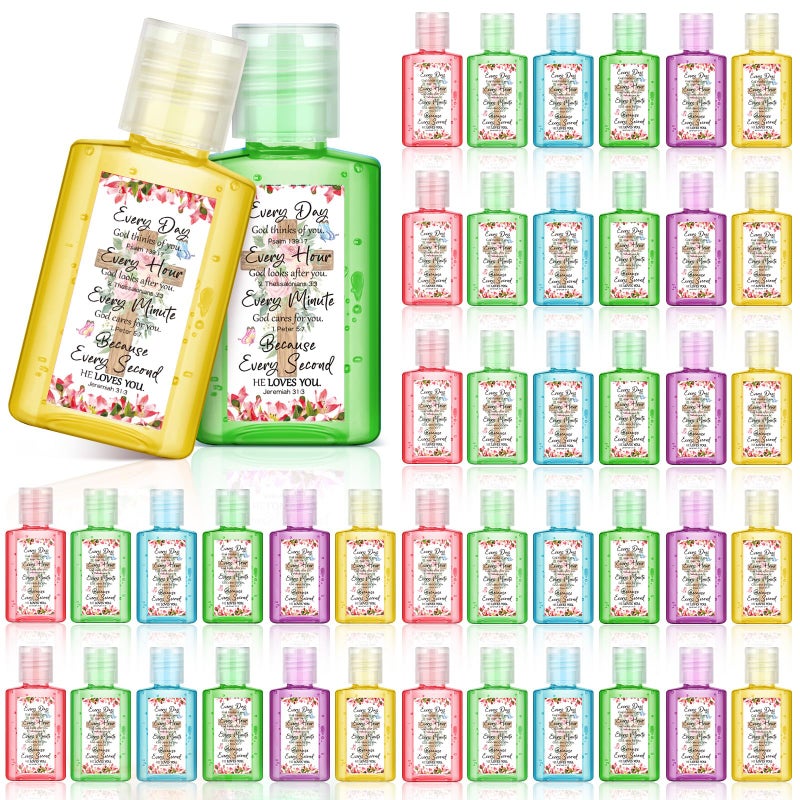 Gejoy 48 Pack Christian Hand Sanitizer Bible Verse Mini Hand Sanitizer Bulk Travel Size Christian Gifts for Women Mom Pastor Teacher Church Prayer Holiday Religious Gifts for Mothers Day - Image 2