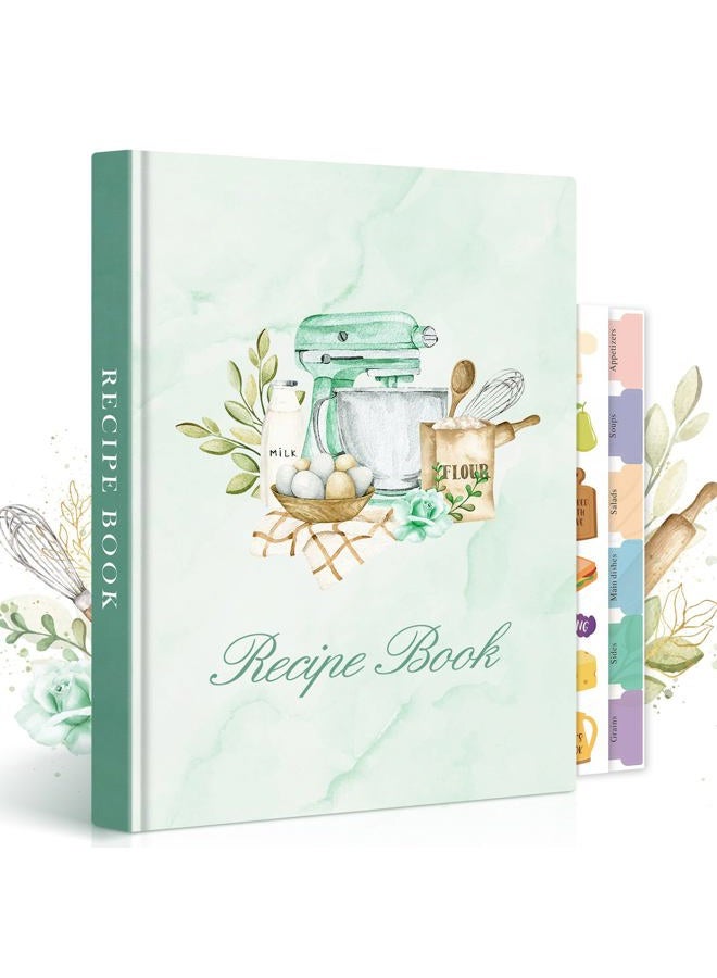 Lanpn B5 Recipe Book to Write in Your Own Recipes, Leather Recipe Book My Recipe Book, Recipe Cook Journal Book to Write in Your Own Recipes, Cooking Books Cooker Girl Book, Green, English - Image 1
