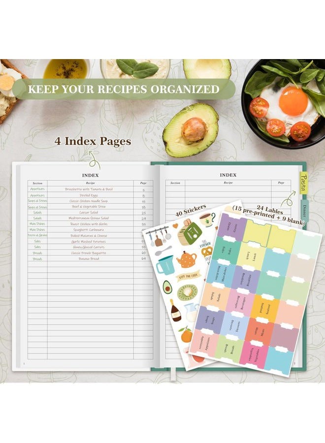 Lanpn B5 Recipe Book to Write in Your Own Recipes, Leather Recipe Book My Recipe Book, Recipe Cook Journal Book to Write in Your Own Recipes, Cooking Books Cooker Girl Book, Green, English - Image 5
