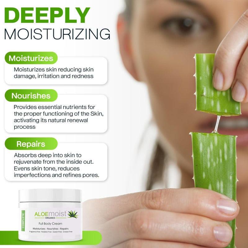 AloeMoist Organic Aloe Vera Lotion - Face & Body Moisturizing Cream with Natural Aloe Vera, Vitamin E Oil, Vitamin C, Retinol Cream, Shea Butter â€“ Anti Aging Face Moisturizer for Women, Dry Skin (4 oz) - Image 3