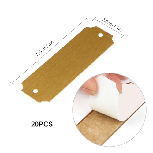 Lxmxgk 20 Pcs Name Plates Laser Engraved, Plaques Personalized Engraved, Solid Metal Plate, Name Plate for Desk, Personalized Plaque Blank, Custom Name Tag, Laser Engraving Blanks (1'' X 3'') (Gold) - Image 2