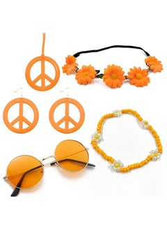 5 Pieces Hawaiian holiday-style decorations, Hippie Costume Accessory Set Hippie Party Supplies Summer Beach Tropical Party Decorations