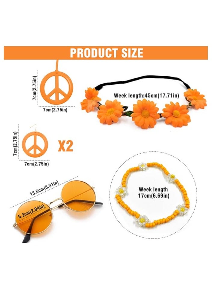 ILovhaprty - 5 Pieces Hawaiian holiday-style decorations, Hippie Costume Accessory Set Hippie Party Supplies Summer Beach Tropical Party Decorations - Image 1