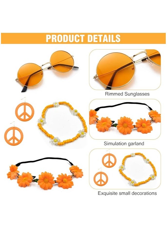 ILovhaprty - 5 Pieces Hawaiian holiday-style decorations, Hippie Costume Accessory Set Hippie Party Supplies Summer Beach Tropical Party Decorations - Image 1