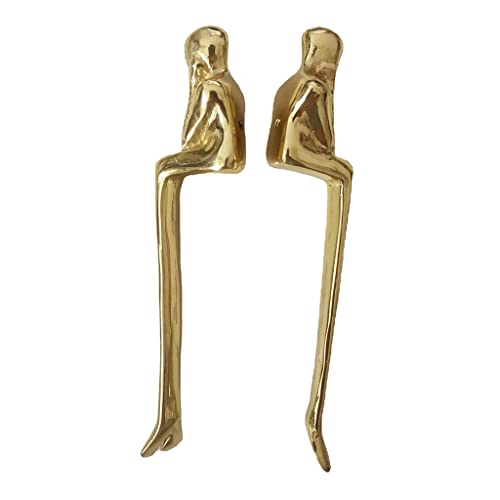 Saccgt Brass Thinker Shape Cabinet Pulls Cabinet Handles Drawer Pulls Cabinet Hardware Cabinet Door Handles for Cabinets Brass 146x27x32mm575x106x126inch Gold - Image 3