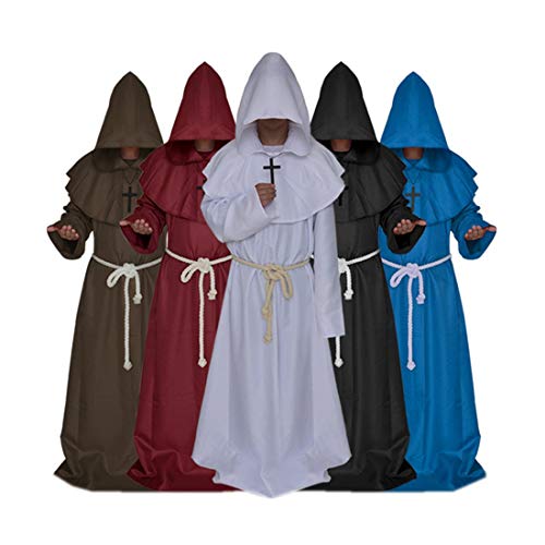 LHJ Medieval Friar Monk Robe Cosplay Halloween Hooded Cape Unisex Costume Cloak - Image 4