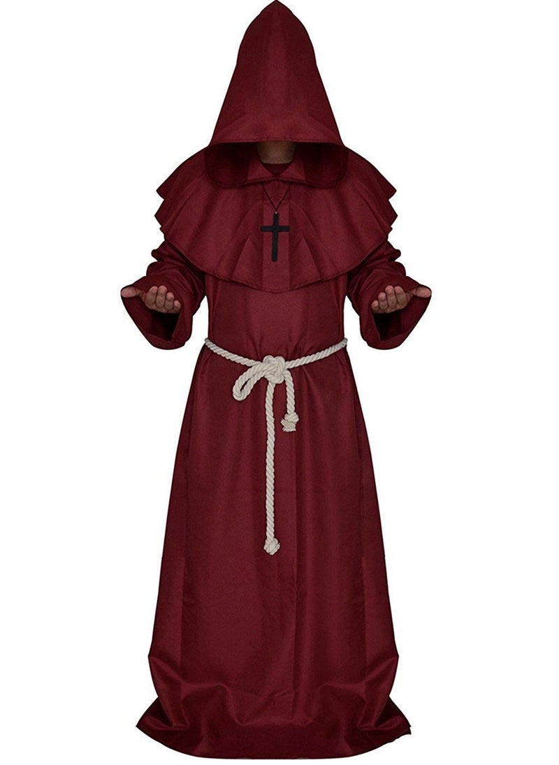 LHJ Medieval Friar Monk Robe Cosplay Halloween Hooded Cape Unisex Costume Cloak - Image 5