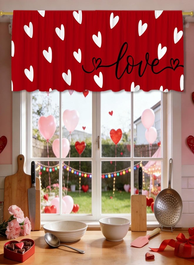 FUTBU Valentine's Day Valance for Windows, Small Love Kitchen Decor Valance Curtain Rod Pocket Classic Country Farmhouse, Valentines Red Love Decorations 18x54 Inch Window Treatment for Bathroom Living Room - Image 4