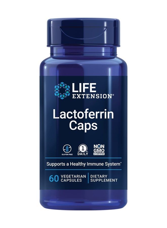 Life Extension Lactoferrin Caps 300mg - Lactoferrin Supplement From Bovine Whey - For Healthy Immune System Support and Eye Health - Gluten-Free, Once Daily, Non-GMO, Vegetarian – 60 Capsules  - Image 1