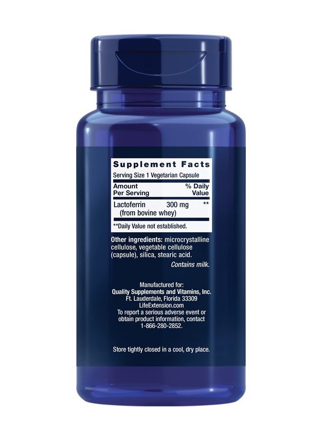 Life Extension Lactoferrin Caps 300mg - Lactoferrin Supplement From Bovine Whey - For Healthy Immune System Support and Eye Health - Gluten-Free, Once Daily, Non-GMO, Vegetarian – 60 Capsules  - Image 2
