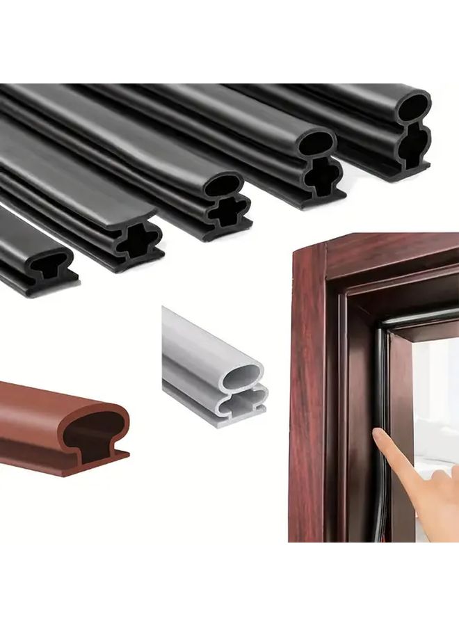 Weather Stripping Door Seal Strip Self Adhesive Insulation For Large Gaps Brown 6000mm - Image 1