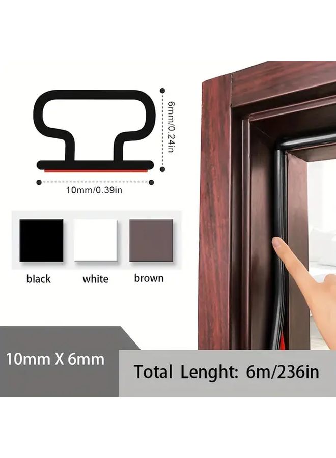 Weather Stripping Door Seal Strip Self Adhesive Insulation For Large Gaps Brown 6000mm - Image 3