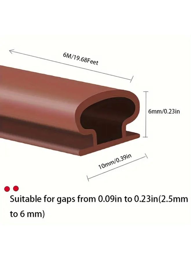 Weather Stripping Door Seal Strip Self Adhesive Insulation For Large Gaps Brown 6000mm - Image 4