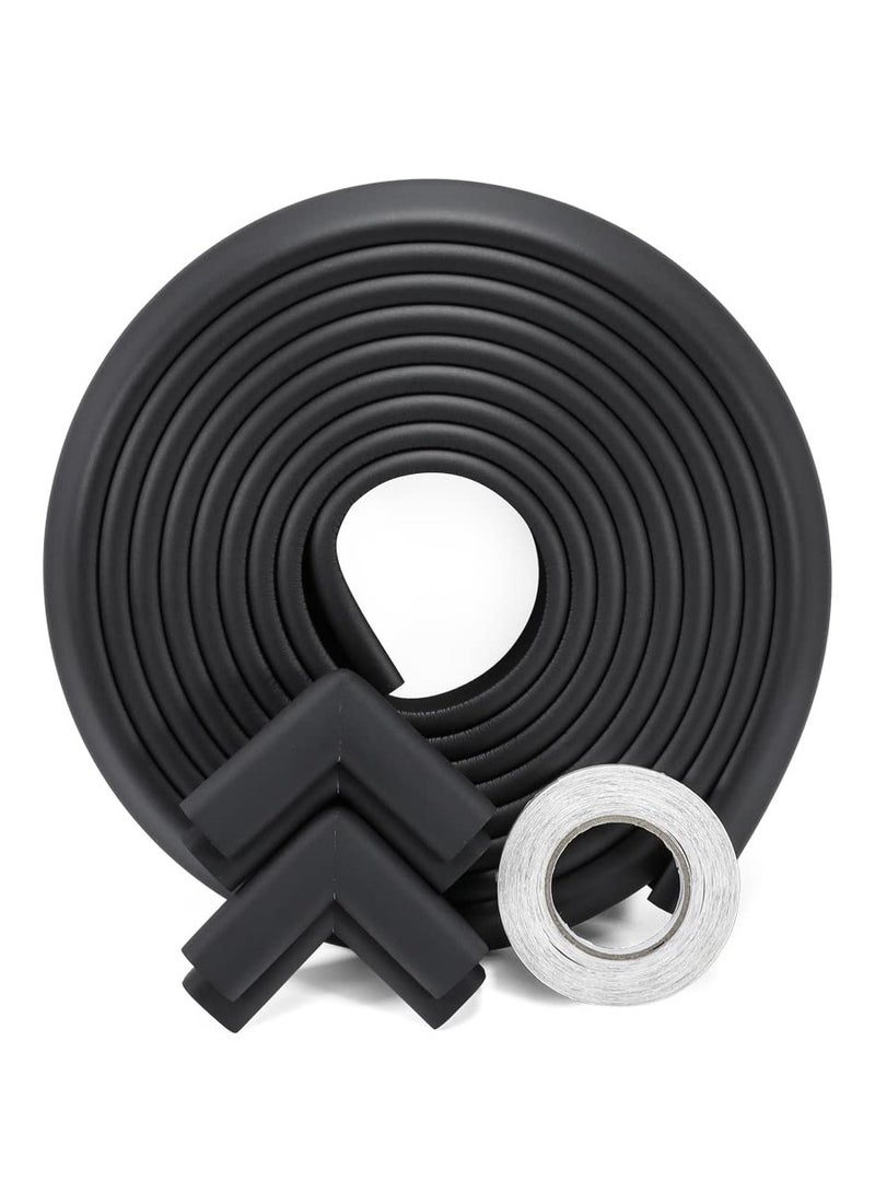 StickGuard Baby Safety Corner Guard, Table Edge Corner Protector Strip for Kids, Baby Proofing Foam for Furniture Edges & Corner Guard Cushion Set Child Protection Bumper Strip - 4 Meters (Black) - Image 1