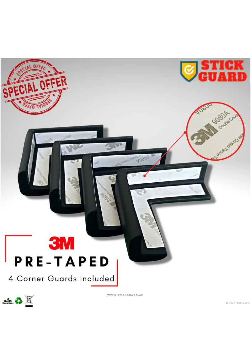 StickGuard Baby Safety Corner Guard, Table Edge Corner Protector Strip for Kids, Baby Proofing Foam for Furniture Edges & Corner Guard Cushion Set Child Protection Bumper Strip - 4 Meters (Black) - Image 2