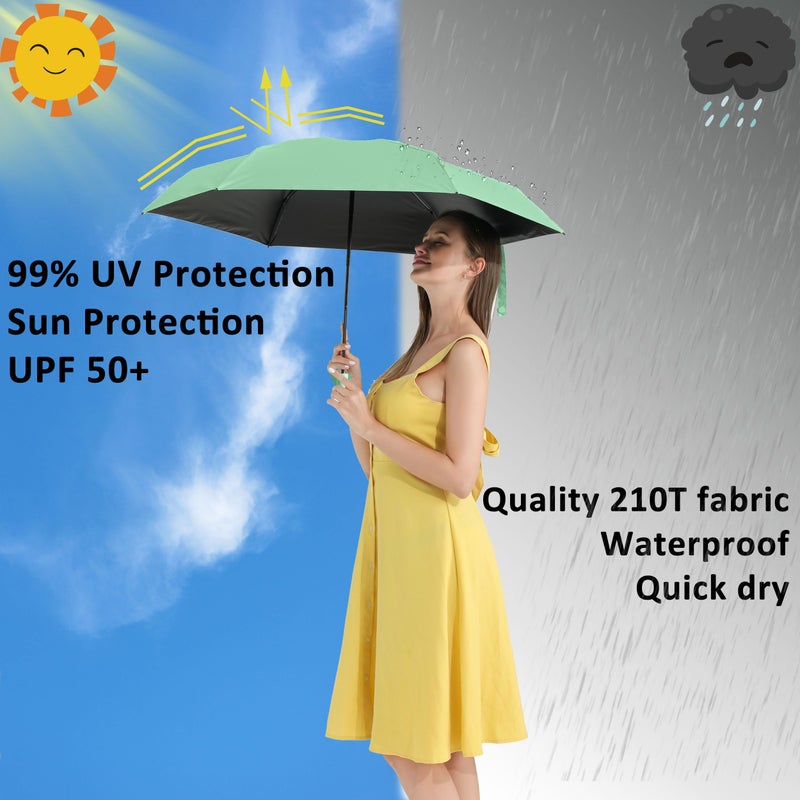 BAODINI Travel Essentials Mini Umbrella for Purse With Case Small Compact UV Sun Protection Lightweight Tiny Pocket Manual Open Close Umbrella for Women Kids and Men Fits Purse Backpack - Image 2