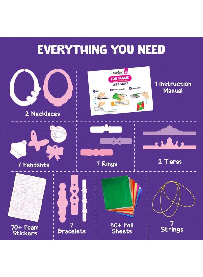 Smartivity Paper Smartcraft Art&Craft Activity Kit,Foil Magic Jewelry & Bracelets Making Craft Kit For Kids Age 4-10 Years,25 Jewelery,50+ Foils,70+ Stickers,Birthday Gift For Girls & Boys,Multicolor - Image 5