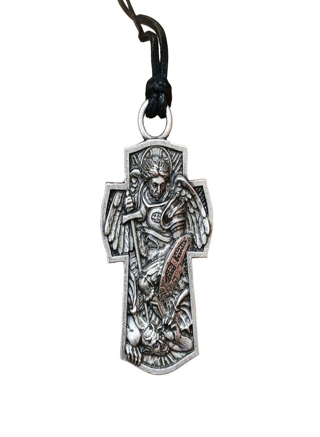 SanLan Archangel Michael St.Michael Protection Pendant Protect Me Saint Patron Shield Massive Prayer MEDA Necklace - Image 1