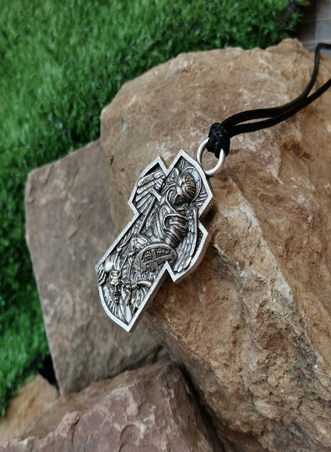 SanLan Archangel Michael St.Michael Protection Pendant Protect Me Saint Patron Shield Massive Prayer MEDA Necklace - Image 4