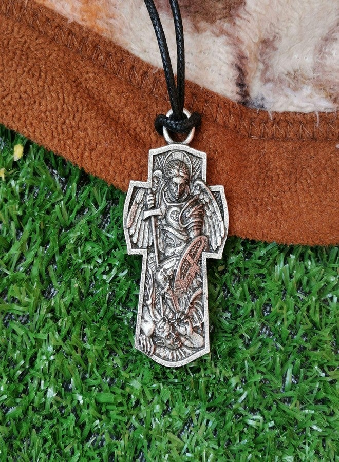 SanLan Archangel Michael St.Michael Protection Pendant Protect Me Saint Patron Shield Massive Prayer MEDA Necklace - Image 3