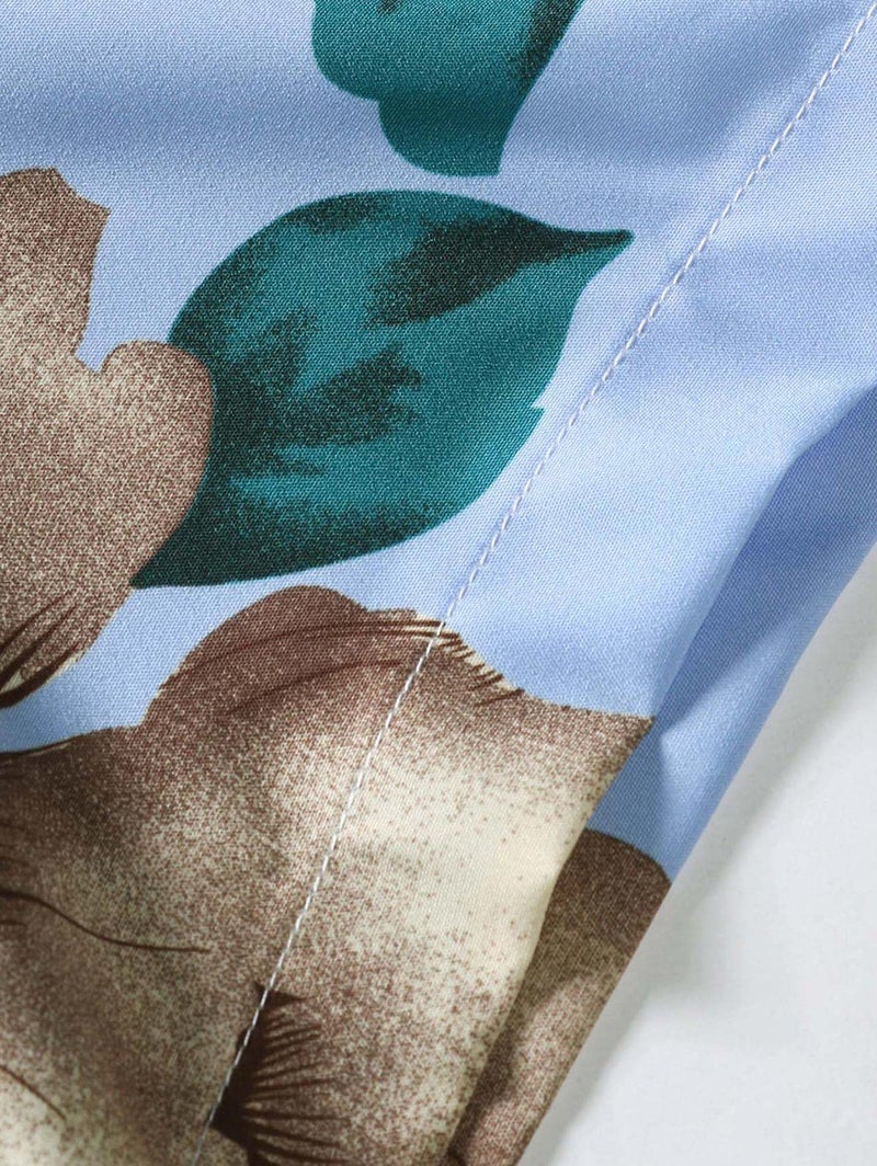 ZAFUL Men's Hawaiian Shirt - Short Sleeve Floral Pattern Button Down Shirt for Summer Beach Vacation (Light Blue, S) - Image 5