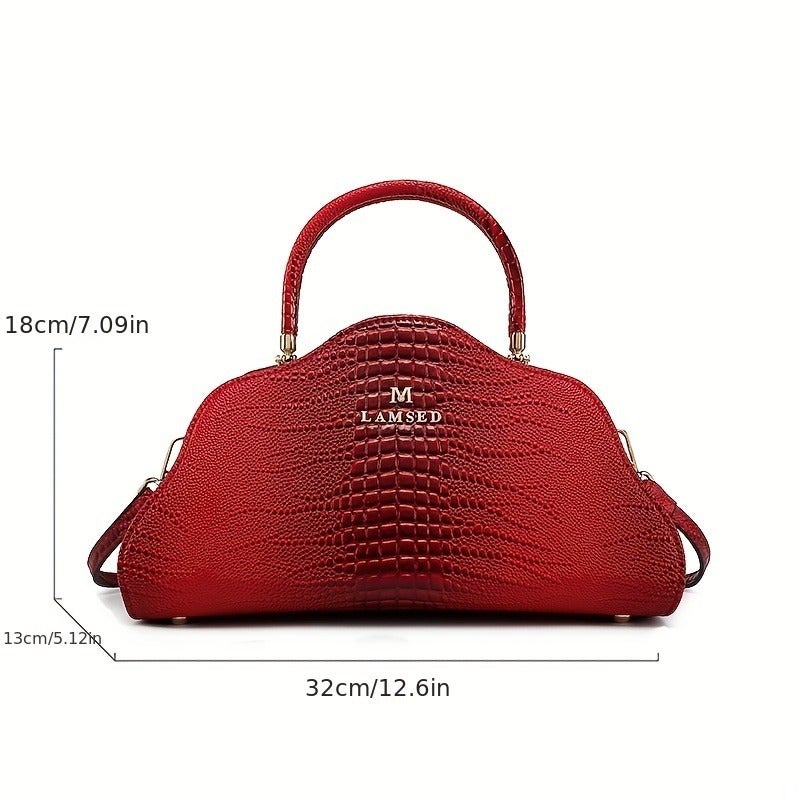 Mother'S Day Gift Crocodile Pattern Leather Cloud Bag High Sense Fashion Middle-Aged Women'S Handbag Bag - Image 4