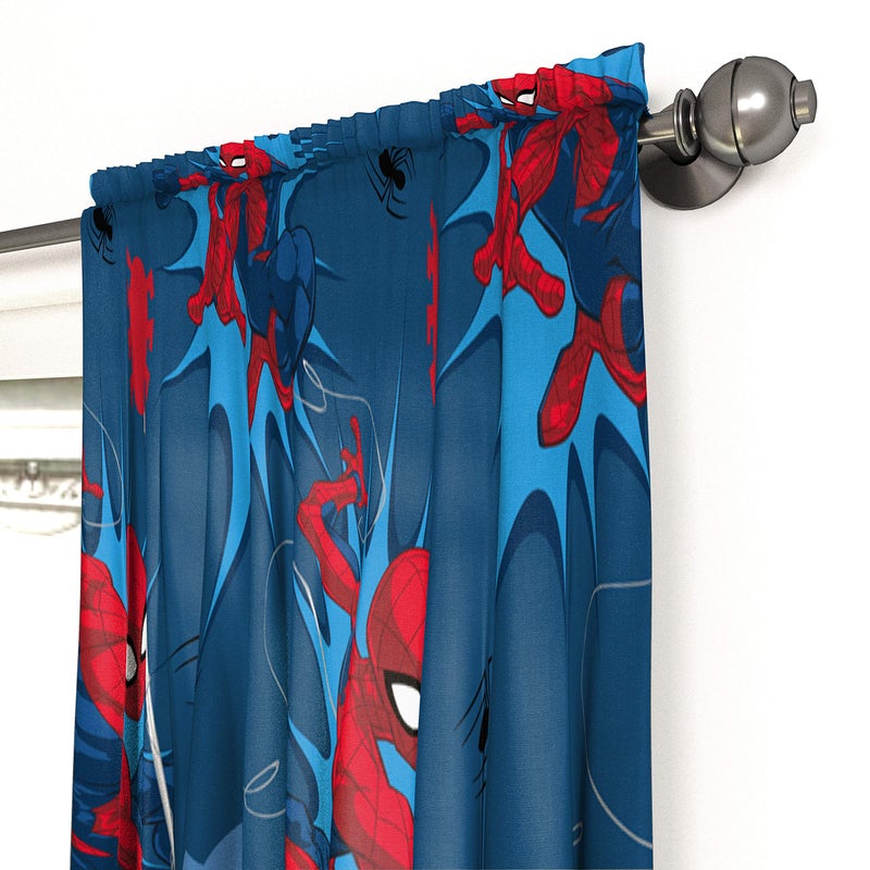 Jay Franco Kids Window Drapes - 4 Piece Curtain Set Includes 2 Tiebacks, Beautiful Bedding Room DÃ©cor and Easy Set Up, Blue - Spiderman, 63 Inch - Image 3