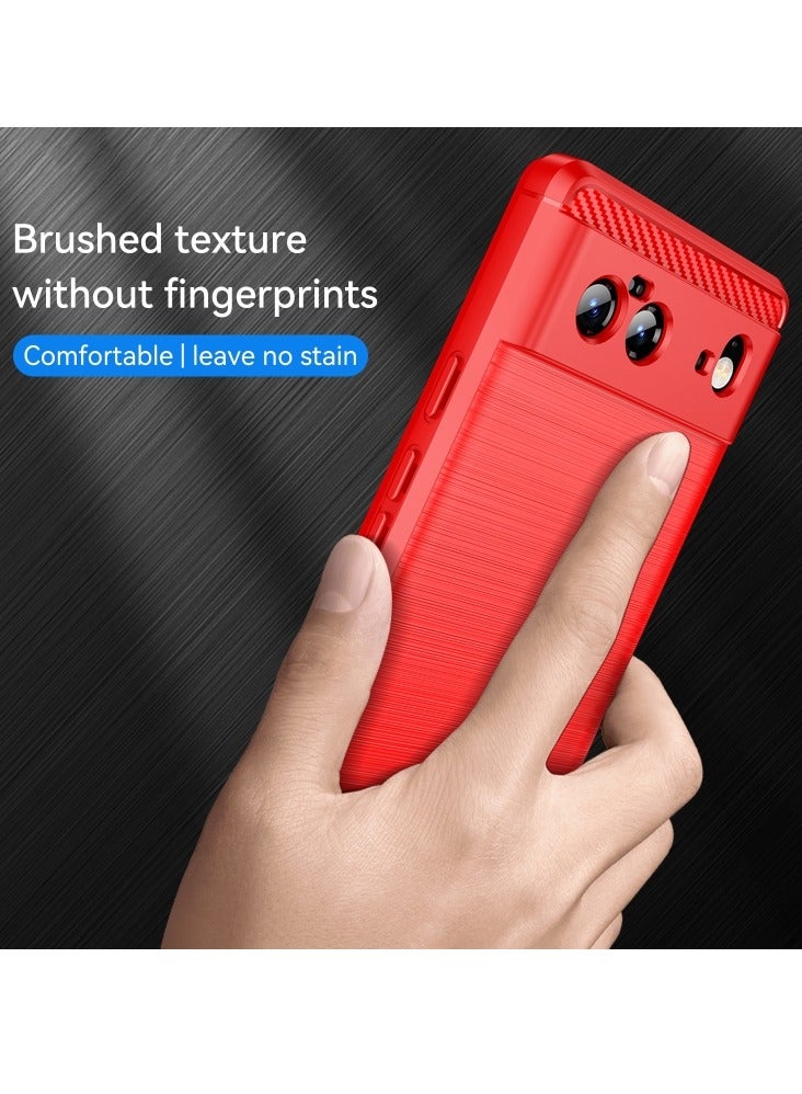 Case for Google Pixel 6 Brushed Texture Carbon Fiber TPU Case Red