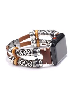 Compatible with Apple Watch Band Boho Fancy Apple Watch Band Multilayer Leather Bracelet Vintage Apple Watch Band for Apple Watch Series7/6/5/4/3/SE