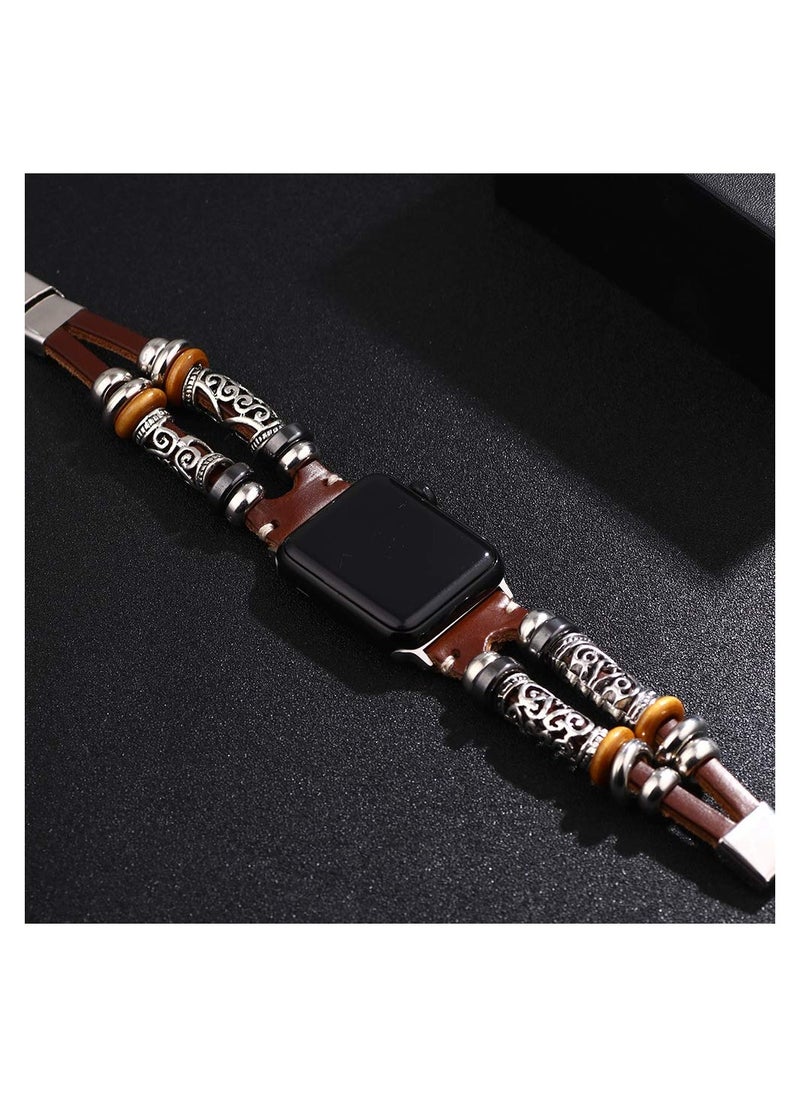 SYOSI - Compatible with Apple Watch Band Boho Fancy Apple Watch Band Multilayer Leather Bracelet Vintage Apple Watch Band for Apple Watch Series7/6/5/4/3/SE - Image 1