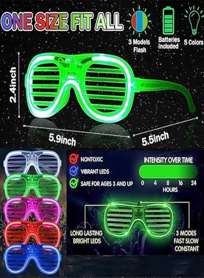 RATSAW 5 Pcs LED Light Up Neon Glow Shutter Glasses Flashing Sunglasses for Kids and Adults Party - Image 3