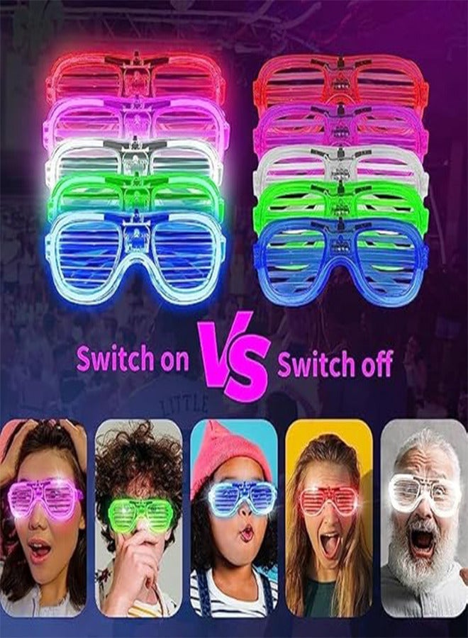 RATSAW 5 Pcs LED Light Up Neon Glow Shutter Glasses Flashing Sunglasses for Kids and Adults Party - Image 5