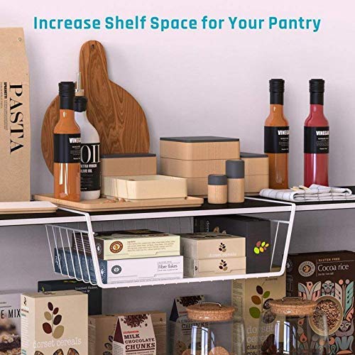 FWQPRA® Hanging Under Shelf Storage Iron Mesh Basket Cupboard Cabinet Door Organizer Rack Closet Holders Storage Basket Rack Organizer Color:-White (1Pcs) (16 Inch) - Image 2