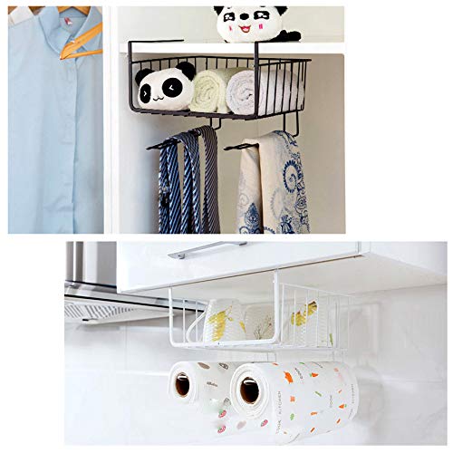 FWQPRA® Hanging Under Shelf Storage Iron Mesh Basket Cupboard Cabinet Door Organizer Rack Closet Holders Storage Basket Rack Organizer Color:-White (1Pcs) (16 Inch) - Image 4