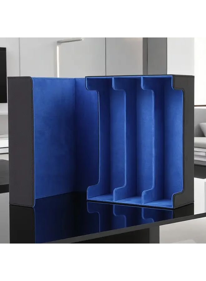 Large Capacity Trading Card Storage Box For Over 1700 Cards Black Inner Blue Quick Sorting Organizer With Flip Top Magnetic Closure And PU Craftsmanship - Image 2