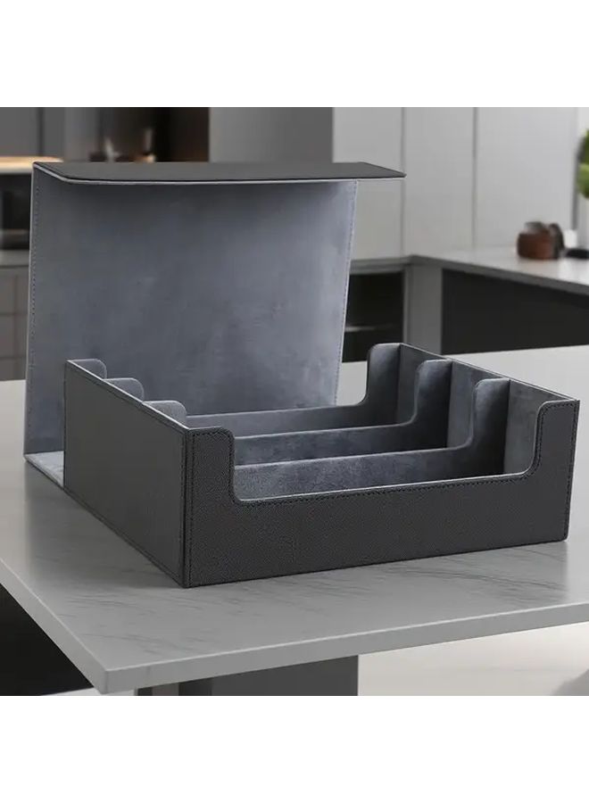 Large Capacity Trading Card Storage Box For Over 1700 Cards Black Inner Blue Quick Sorting Organizer With Flip Top Magnetic Closure And PU Craftsmanship - Image 4