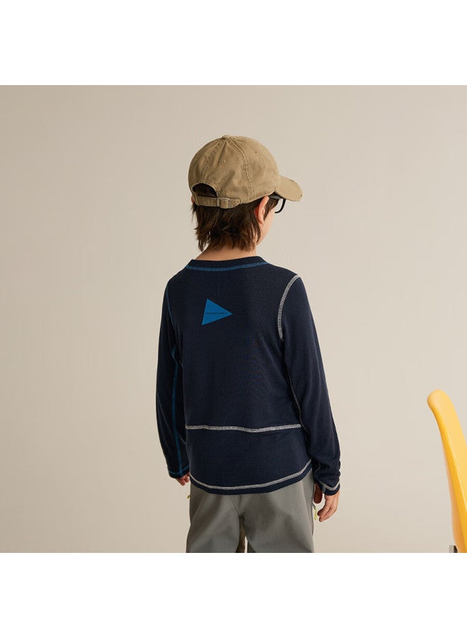 Chenchen Mom [start Lightly] Long Sleeve T-shirt Autumn New Color-block Sching Sports Loose Fit Kids Crew Neck Top 8439d - Image 2