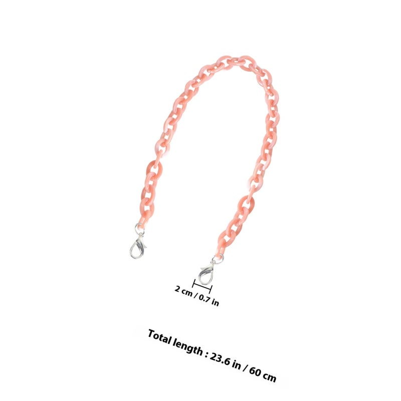 60CM Length O Shape Chain Tote Bag Acrylic Decorative Chain Accessory Dual End Alloy Buckle Straps Replacement Handbag Pouch Chains Straps for DIY Small Handbags (Light Red) - Image 2