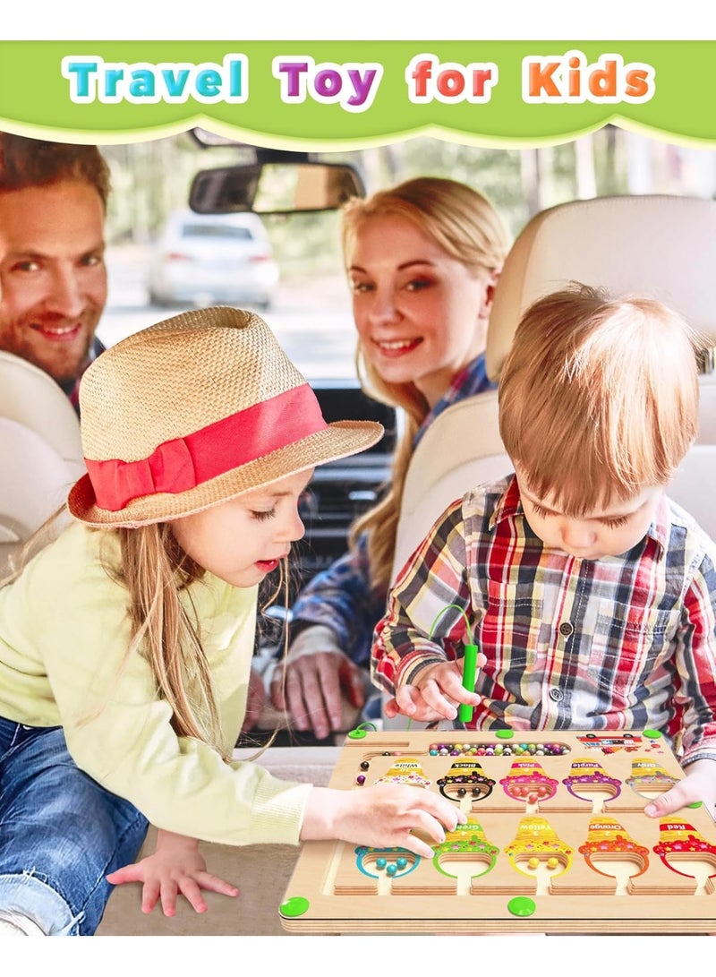 عام متاهة اللون والأرقام المغناطيسية، ألعاب مونتيسوري لعمر 2 3 4 سنوات، لوحة ألغاز مطابقة الألوان الخشبية، أنشطة تعليمية لمرحلة ما قبل المدرسة ألعاب تعليمية للأعمار من 2 إلى 4 سنوات للفتيات والأولاد هدايا عيد ميلاد - Image 4