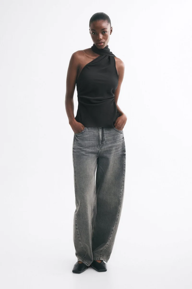 H&M Scarf-collar one-shoulder top