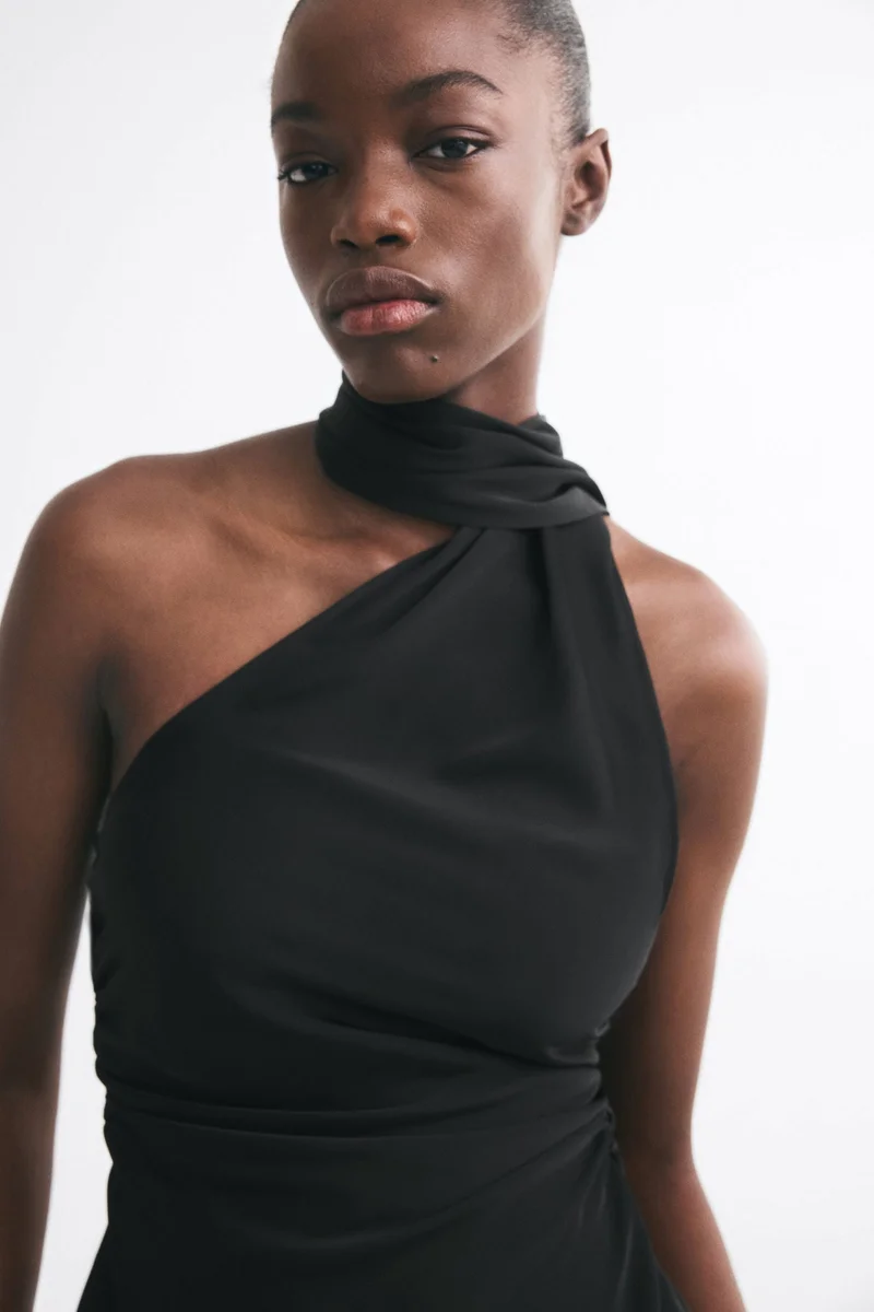 H&M Scarf-collar one-shoulder top