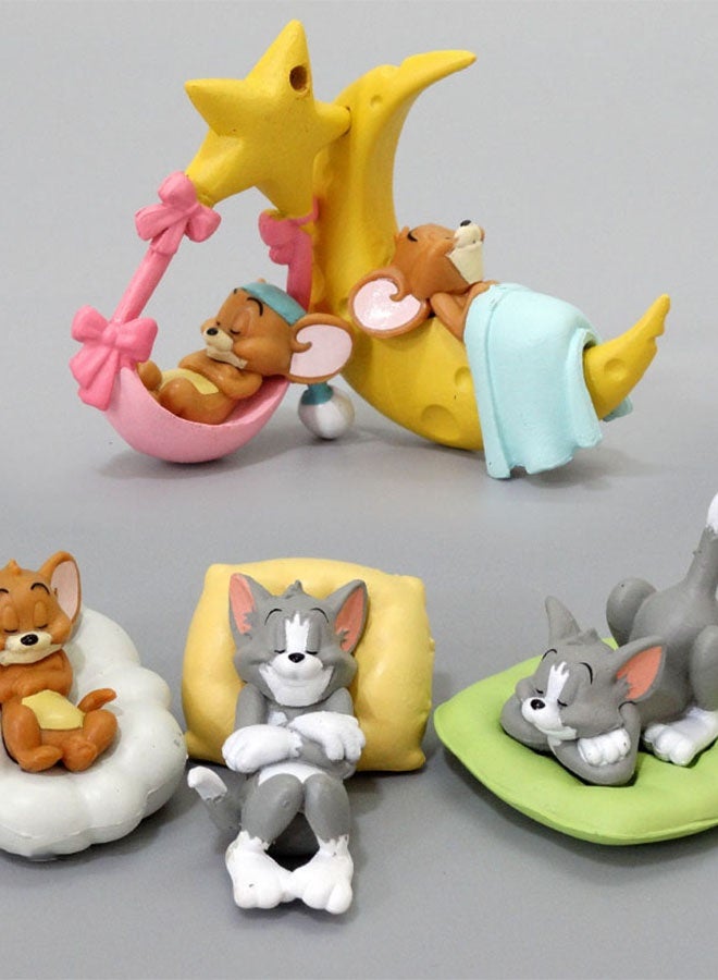 HALAMODO Tom and Jerry 5-Piece Mini Figure Set, Desk Decor and Adorable Birthday Gift 4cm - Image 1