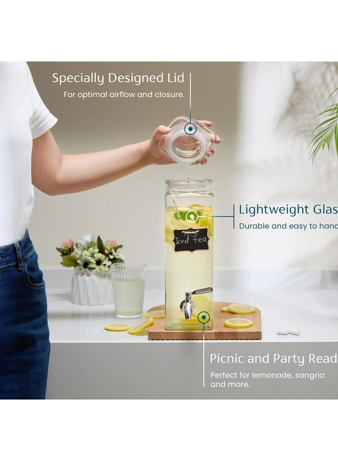 LAMAY 22L Glass Drink Dispenser. Features a leakproof stainless steel tap and wide mouth. Perfect for iced tea, infused water, and healthy drinks. Ideal for home, kitchen, office, or dorm. - Image 5