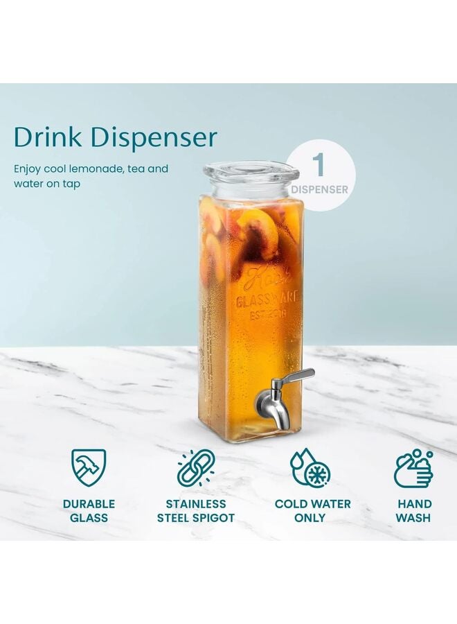 LAMAY 22L Glass Drink Dispenser. Features a leakproof stainless steel tap and wide mouth. Perfect for iced tea, infused water, and healthy drinks. Ideal for home, kitchen, office, or dorm. - Image 4