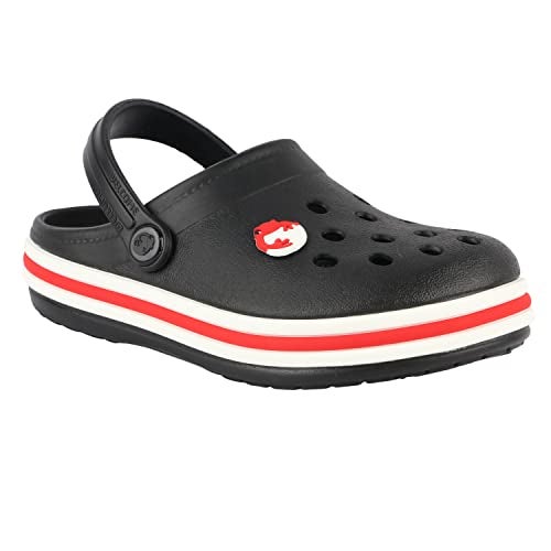Neoz Casual Slingback Clogs for Kids with Soft Sole | Slip-On Breathable, Lightweight | Comfortable & Durable | Stylish Indoor & Outdoor Sandals Clogs for Kids, K-BEACH-NERO-RED_2 - Image 1