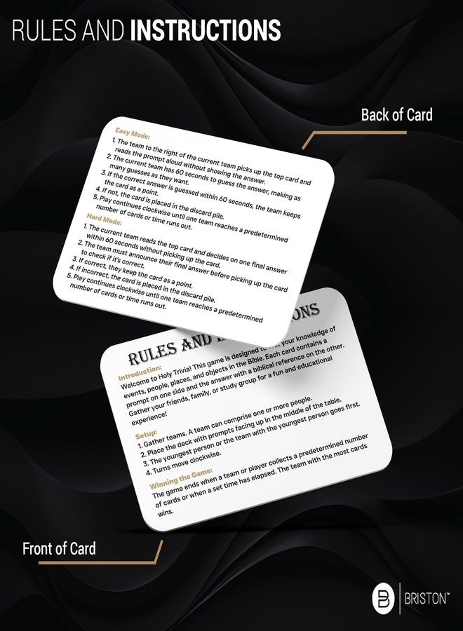 Briston لعبة بطاقات تريفيا الكتاب المقدس المقدس من بريستون - 225 بطاقة تريفيا مسيحية للعائلة والكنيسة ودراسة الكتاب المقدس - لعبة اختبار قائمة على الإيمان للبالغين والأطفال، هدية مسيحية للرجال والنساء، تعلم الكتاب المقدس - Image 5