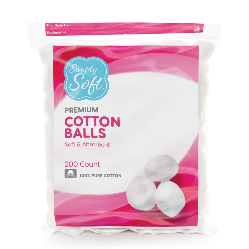 Simply Soft Premium Cotton Balls (600 Count), 100% Pure Cotton, Large Cotton Balls for Face and Nail Polish Remover - Image 2
