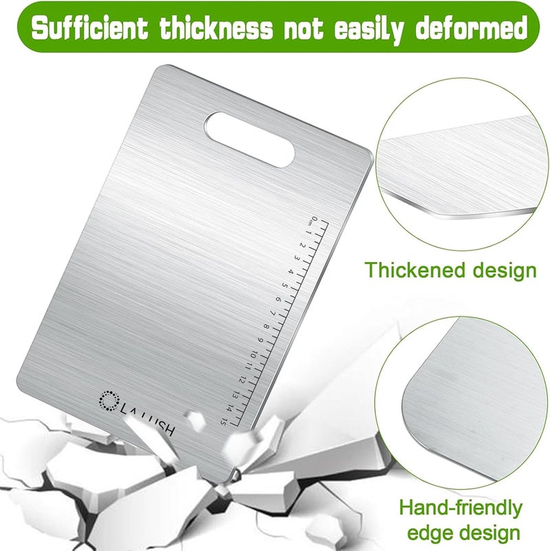 LA LUSH Titanium Cutting Board, 316 Grade Stainless Steel Chopping Board with built-in scale for Vegetable, Fruit, Meat. Double Sided Medical-grade Hygiene Durable non moldy ستانلس ستيل تقطيع - Image 3