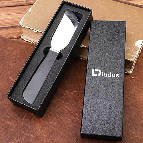 DIUDUS سكين ديو دوس الجلدية، سكين قطع الجلد بمقبض خشبي، أدوات عمل الجلد، سكين قطع مع عبوة رائعة للحرف اليدوية الجلدية - Image 3